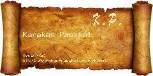 Karakas Paszkál névjegykártya